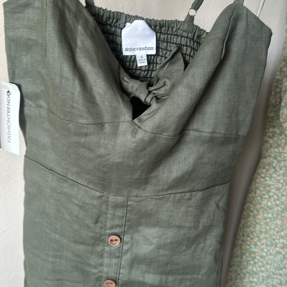 Olive Button Up Mini Dress 👗 size small - Picture 5 of 5